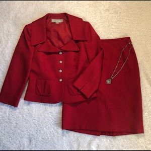 Red Tahari suit